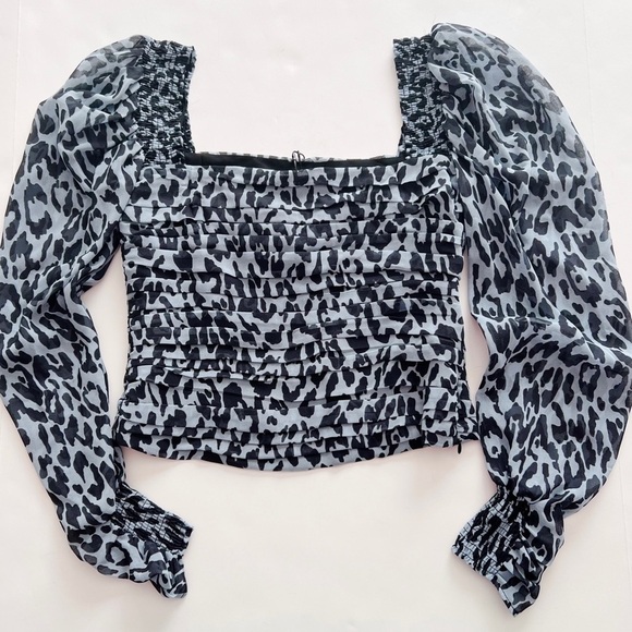 2/25 Zara Cropped Smocked Square Neck Top Shirt Blouse Prairie Cottage Core NEE - Picture 2 of 4